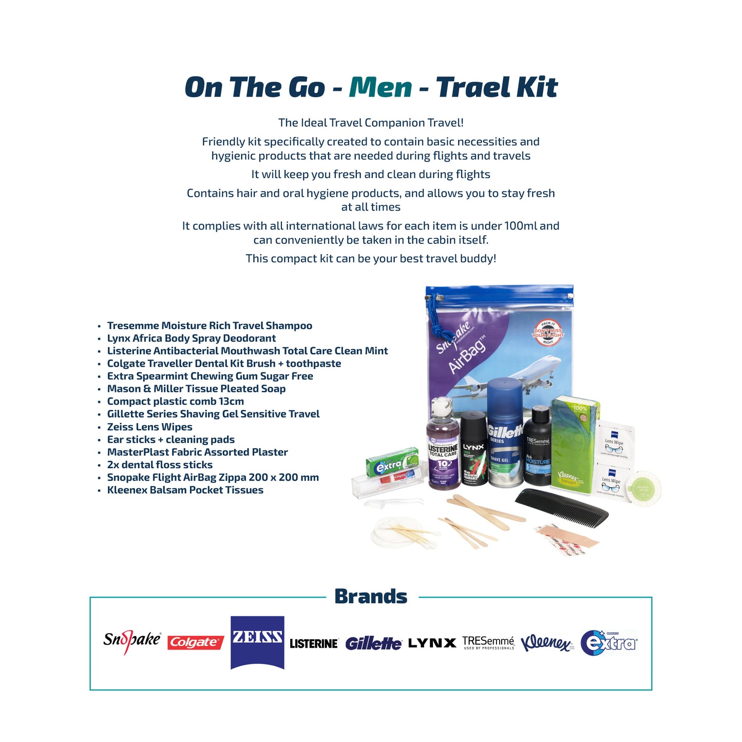 Ultimate "On the Go for Man" Men's Travel Toiletries Kit - Travel Essentials for Modern Men