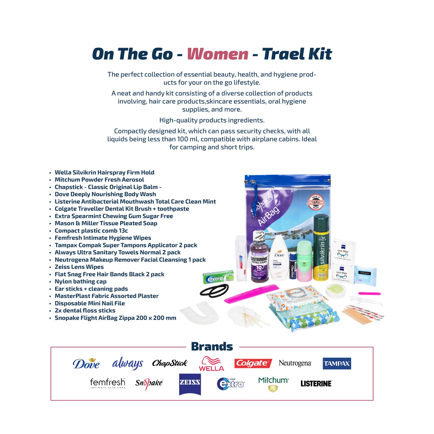 Ultimate "On the Go for Women" Travel Toiletries Set - Travel Essentials for Women